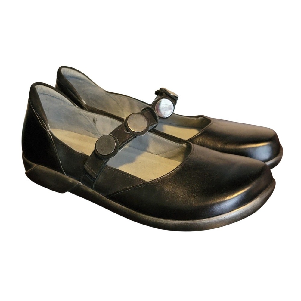 NAOT Kirei Black Leather Mary Jane Shoes Hook and Loop Strap 39 US 8-8.5 NWOT